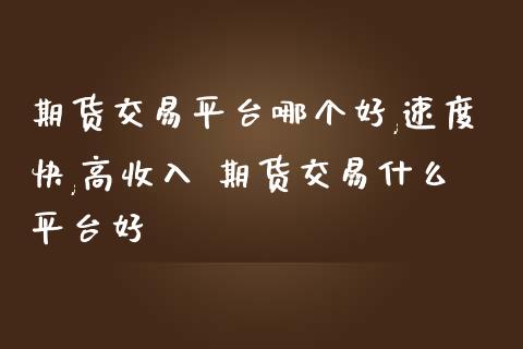 期货交易平台哪个好,速度快,高收入 期货交易什么平台好