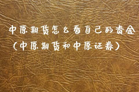 中原期货怎么看自己的资金（中原期货和中原证券）