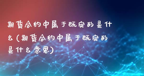期货合约中属于既定的是什么(期货合约中属于既定的是什么意思)