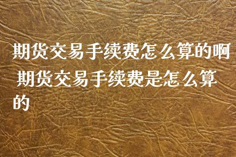 期货交易手续费怎么算的啊 期货交易手续费是怎么算的