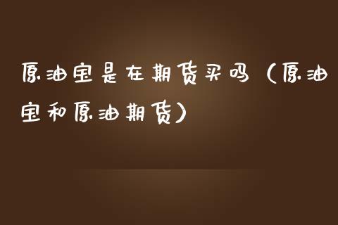 原油宝是在期货买吗（原油宝和原油期货）