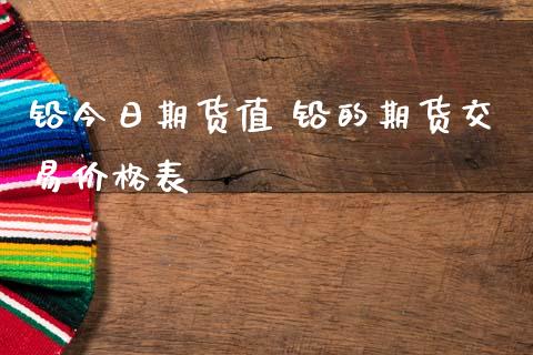 铅今日期货值 铅的期货交易价格表