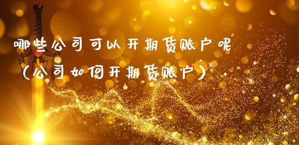 哪些公司可以开期货账户呢（公司如何开期货账户）