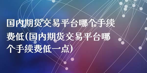 国内期货交易平台哪个手续费低(国内期货交易平台哪个手续费低一点)
