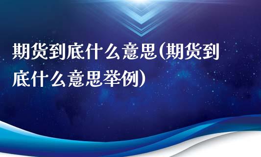 期货到底什么意思(期货到底什么意思举例)