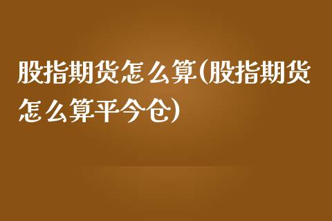 股指期货怎么算(股指期货怎么算平今仓)_https://www.dglong8.com_期货理财_第1张
