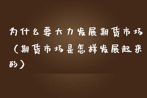 为什么要大力发展期货市场（期货市场是怎样发展起来的）