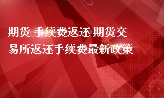 期货 手续费返还 期货交易所返还手续费最新政策