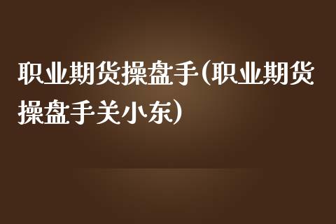 职业期货操盘手(职业期货操盘手关小东)