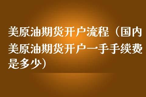 美原油期货开户流程（国内美原油期货开户一手手续费是多少）
