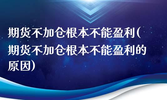 期货不加仓根本不能盈利(期货不加仓根本不能盈利的原因)