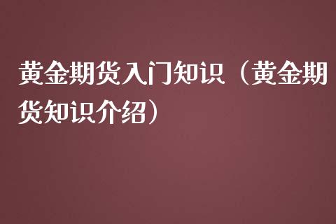 黄金期货入门知识（黄金期货知识介绍）