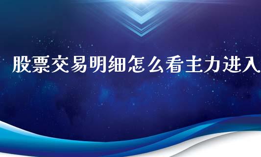 股票交易明细怎么看主力进入