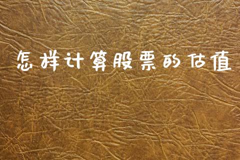怎样计算股票的估值