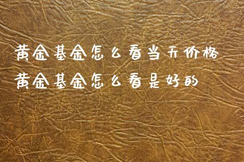 黄金基金怎么看当天价格 黄金基金怎么看是好的