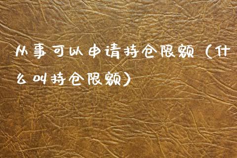 从事可以申请持仓限额（什么叫持仓限额）