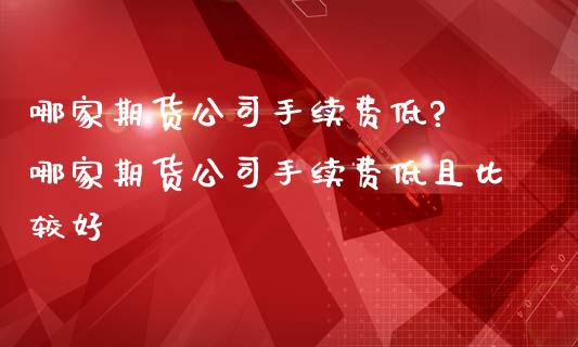 哪家期货公司手续费低? 哪家期货公司手续费低且比较好