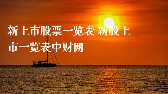 新上市股票一览表 新股上市一览表中财网