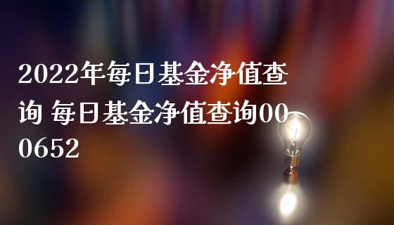 2022年每日基金净值查询 每日基金净值查询000652