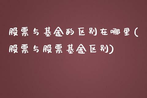 股票与基金的区别在哪里(股票与股票基金区别)