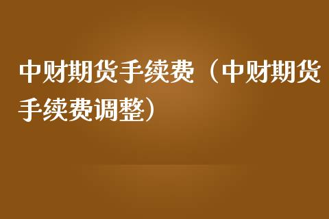中财期货手续费（中财期货手续费调整）