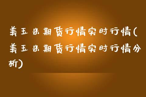 美玉米期货行情实时行情(美玉米期货行情实时行情分析)