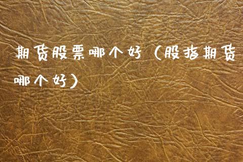 期货股票哪个好（股指期货哪个好）
