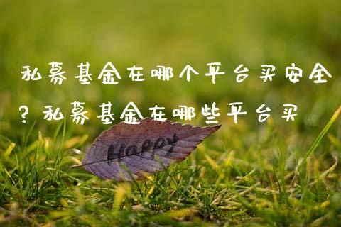 私募基金在哪个平台买安全? 私募基金在哪些平台买