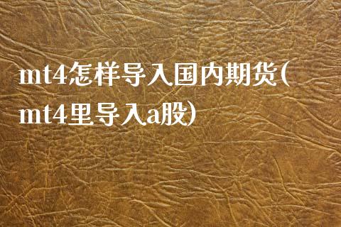 mt4怎样导入国内期货(mt4里导入a股)