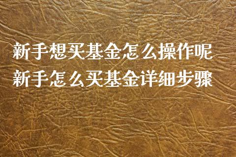 新手想买基金怎么操作呢 新手怎么买基金详细步骤