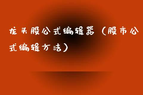 龙头股公式编辑器（股市公式编辑方法）