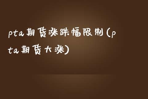 pta期货涨跌幅限制(pta期货大涨)