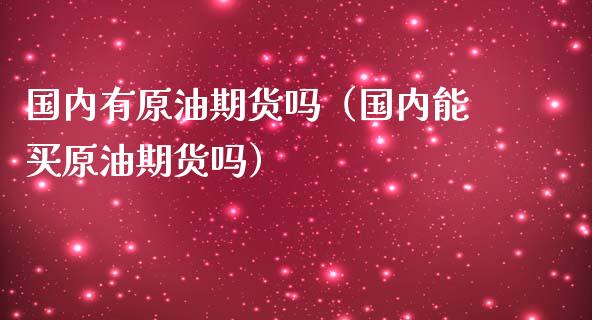 国内有原油期货吗（国内能买原油期货吗）