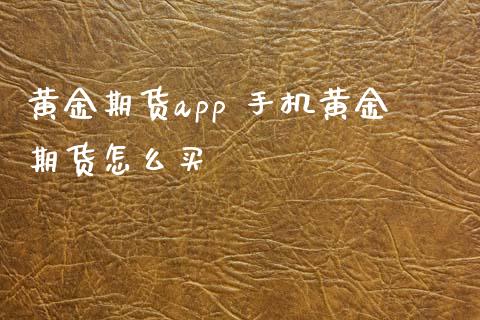 黄金期货app 手机黄金期货怎么买