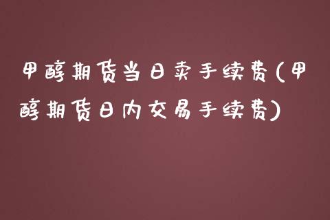 甲醇期货当日卖手续费(甲醇期货日内交易手续费)