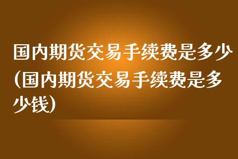国内期货交易手续费是多少(国内期货交易手续费是多少钱)