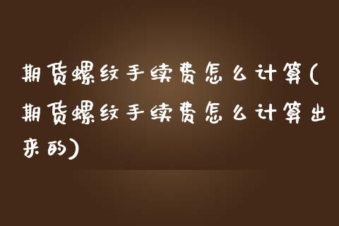 期货螺纹手续费怎么计算(期货螺纹手续费怎么计算出来的)