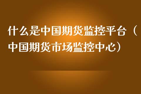 什么是中国期货监控平台（中国期货市场监控中心）