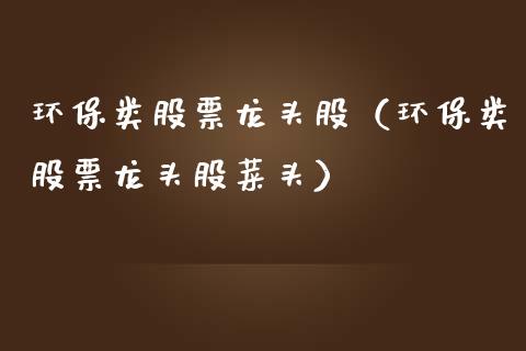 环保类股票龙头股（环保类股票龙头股菜头）_https://www.dglong8.com_财经要闻_第1张