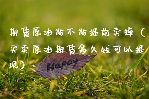 期货原油能不能提前卖掉（买卖原油期货多久钱可以提现）