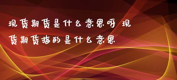 现货期货是什么意思呀 现货期货指的是什么意思