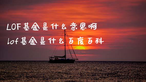 LOF基金是什么意思啊 lof基金是什么百度百科