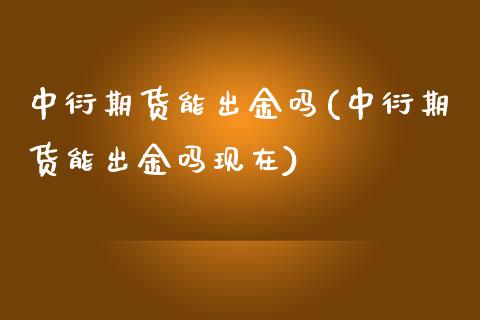中衍期货能出金吗(中衍期货能出金吗现在)