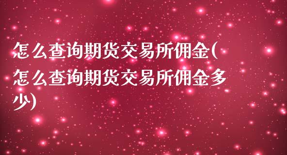 怎么查询期货交易所佣金(怎么查询期货交易所佣金多少)