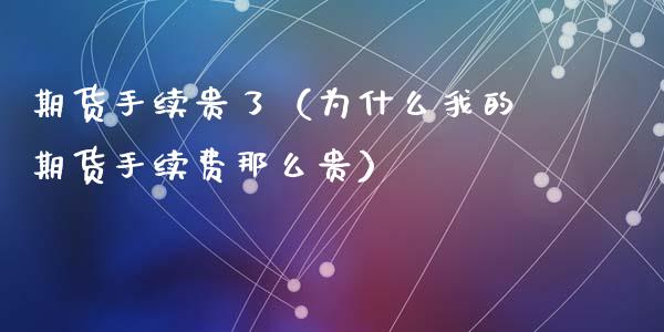 期货手续贵了（为什么我的期货手续费那么贵）