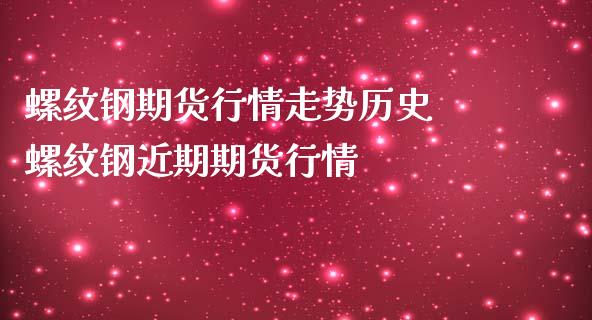 螺纹钢期货行情走势历史 螺纹钢近期期货行情