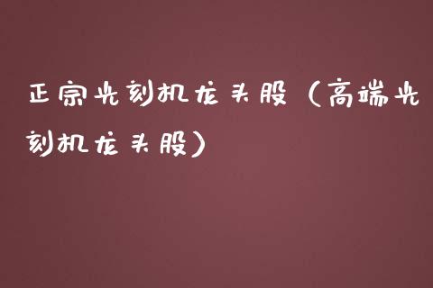 正宗光刻机龙头股（高端光刻机龙头股）