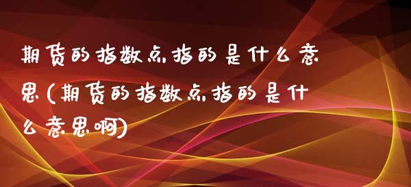 期货的指数点指的是什么意思(期货的指数点指的是什么意思啊)