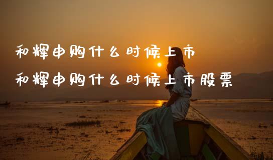 和辉申购什么时候上市  和辉申购什么时候上市股票_https://www.dglong8.com_股票理财_第1张