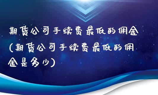 期货公司手续费最低的佣金(期货公司手续费最低的佣金是多少)